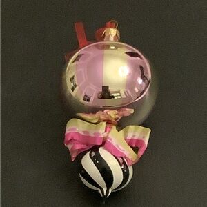 NWOT MacKenzie Childs Painted 6” Glass Blown Courtly Check Ornament